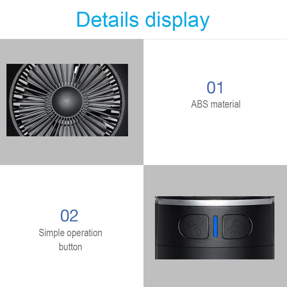Campingventilator mit LED Licht & Akku – 4 Stufen, solarfähig - ExploreZone