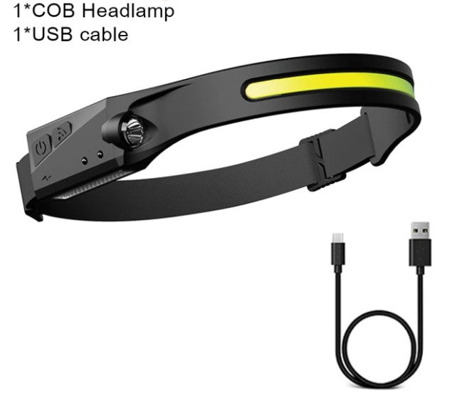 LED-Stirnlampe mit Sensor – 230° Weitwinkel, USB, 5 Modi - ExploreZone