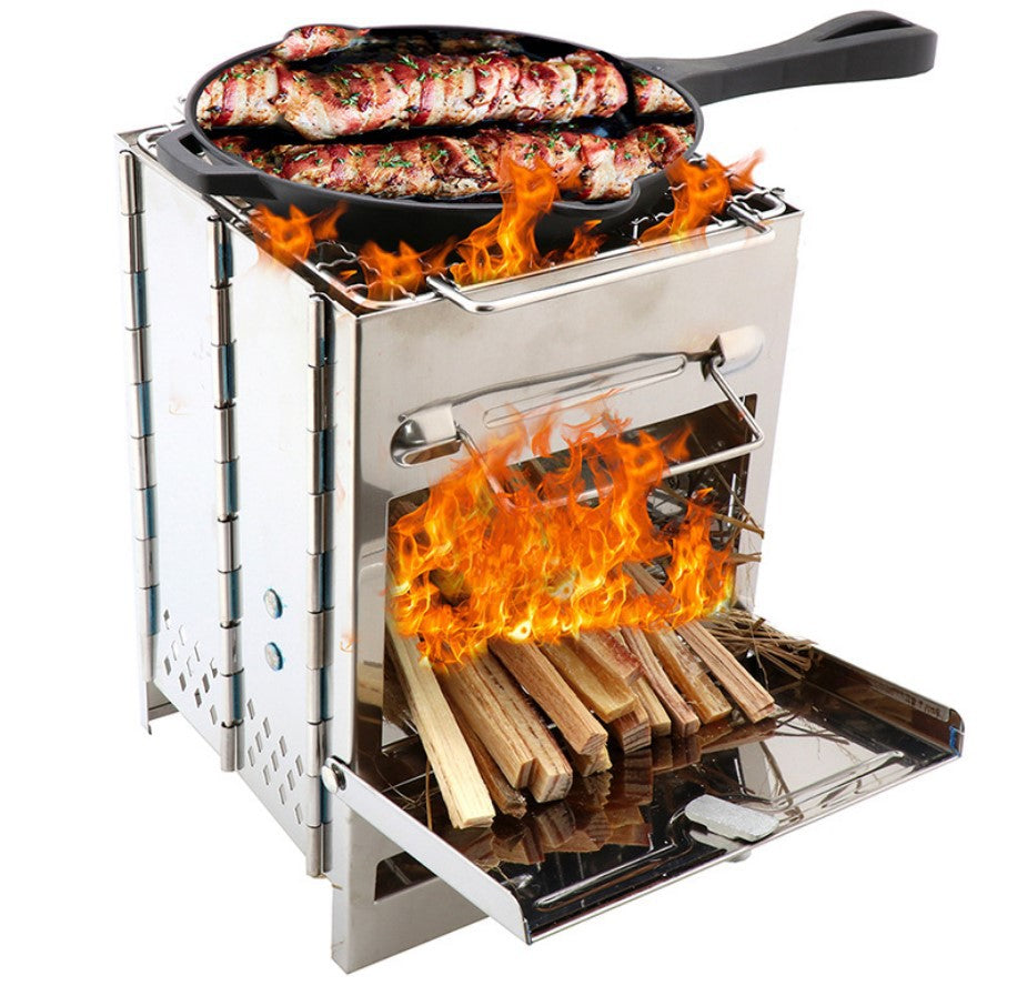 Kleiner faltbarer Campinggrill aus Edelstahl – ideal für 1–2 Personen - ExploreZone