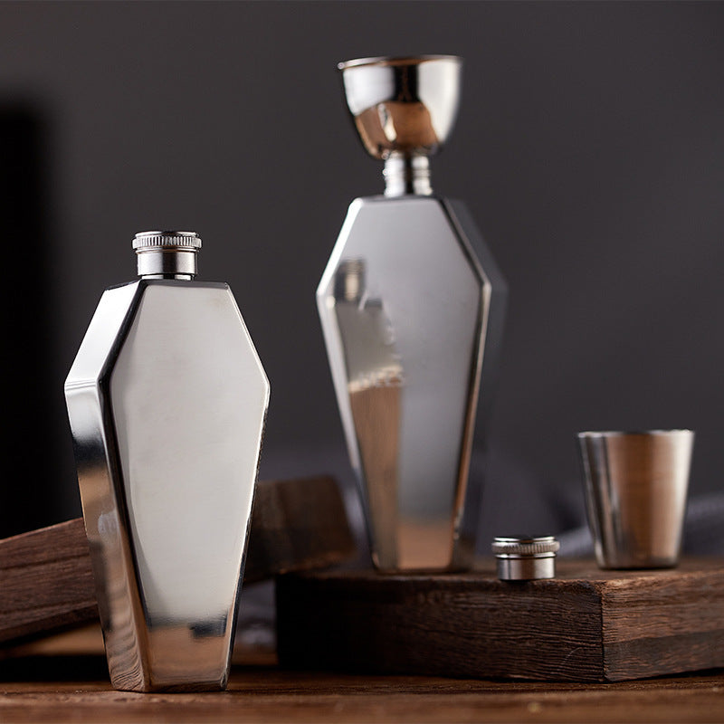 Ausgefallener Flachmann – Sarg-Design – inkl. Trichter - ExploreZone