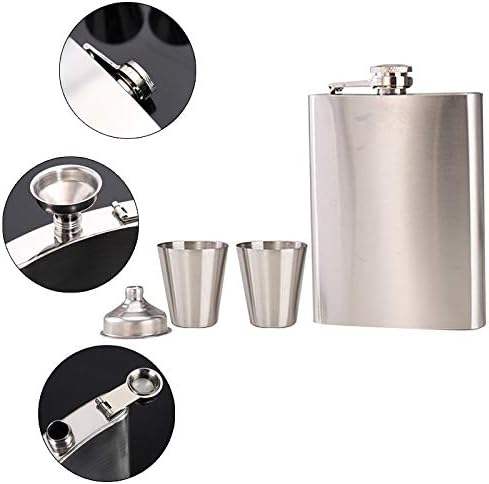 Edelstahl Flachmann-Set mit Bechern & Trichter – Geschenkbox - ExploreZone