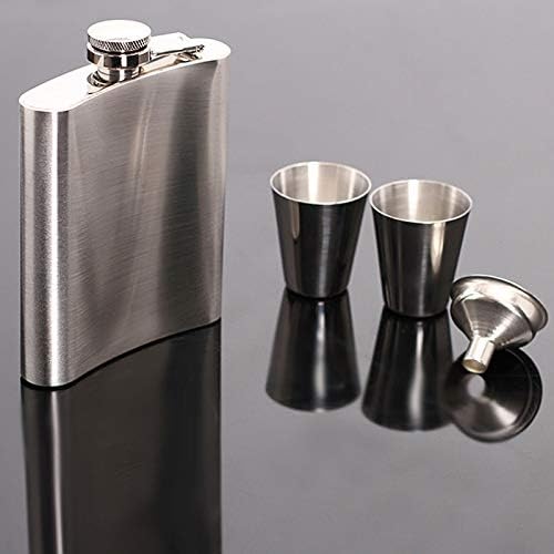 Edelstahl Flachmann-Set mit Bechern & Trichter – Geschenkbox - ExploreZone