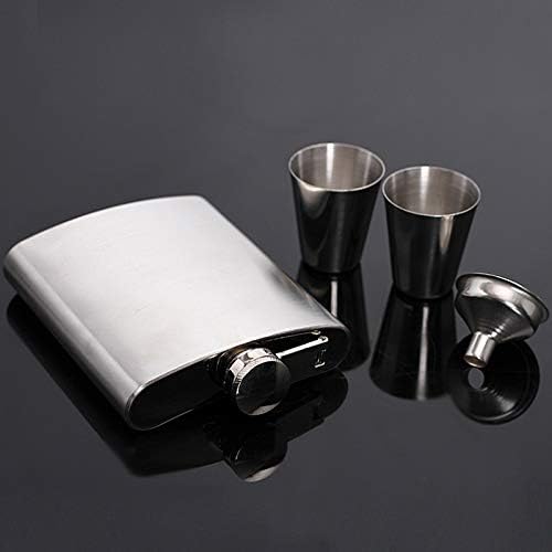 Edelstahl Flachmann-Set mit Bechern & Trichter – Geschenkbox - ExploreZone