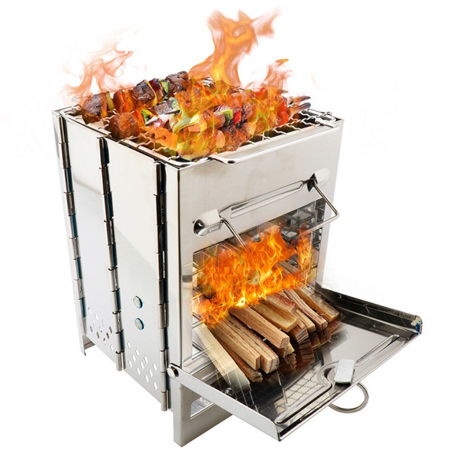 Kleiner faltbarer Campinggrill aus Edelstahl – ideal für 1–2 Personen - ExploreZone