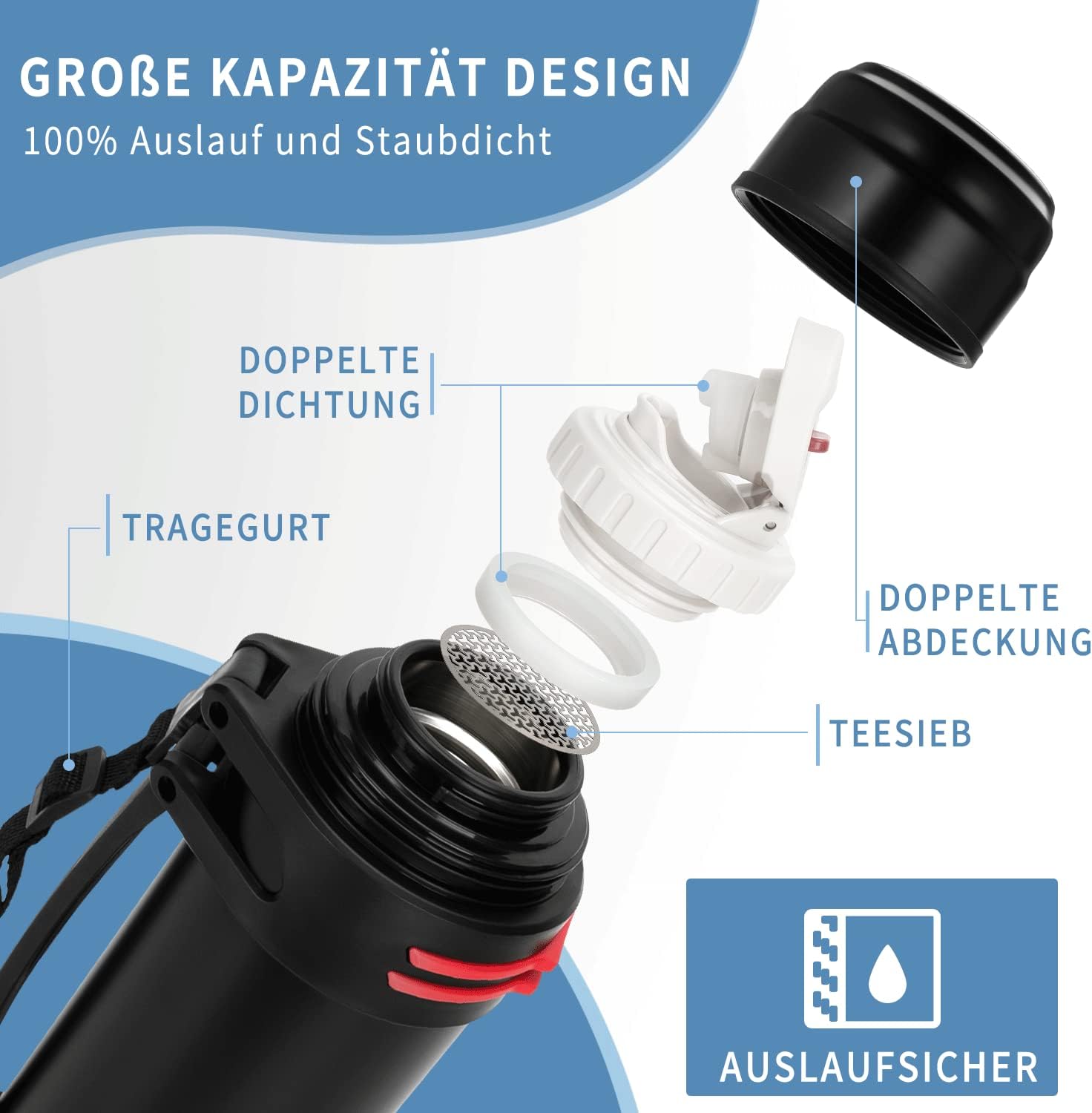 Robuste Edelstahl Thermoskanne – Ideal für Tagestrips & Outdoor-Abenteuer - ExploreZone
