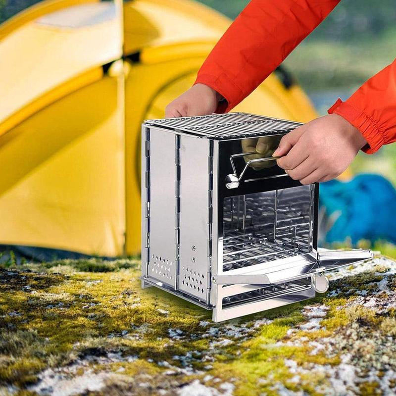 Kleiner faltbarer Campinggrill aus Edelstahl – ideal für 1–2 Personen - ExploreZone