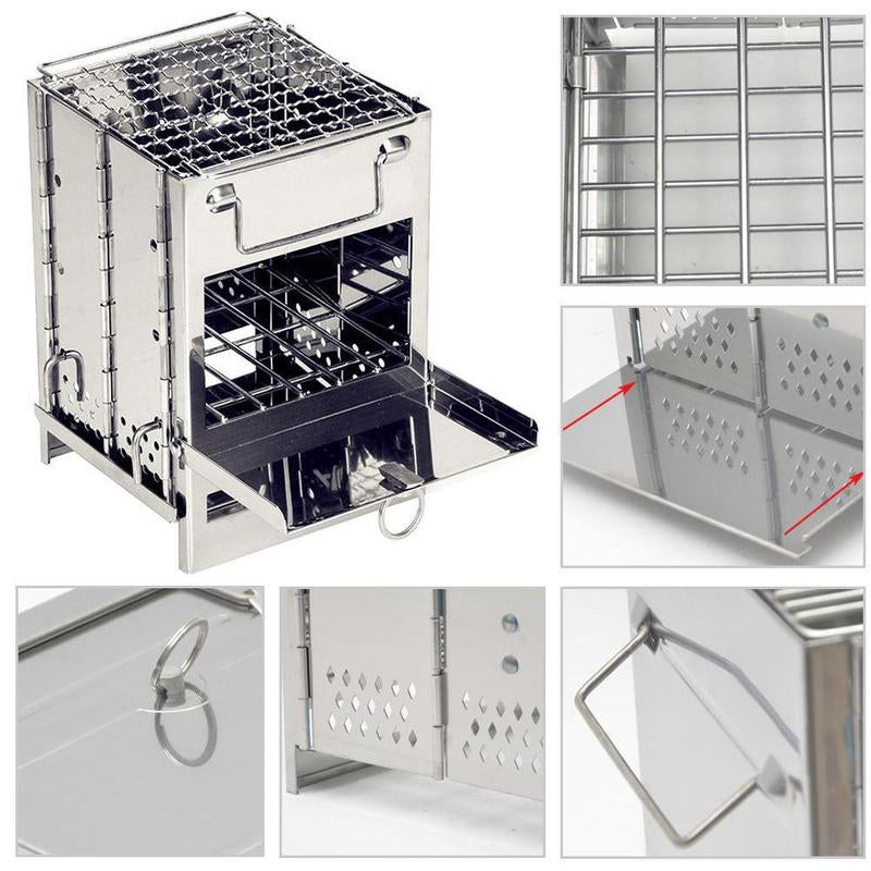 Kleiner faltbarer Campinggrill aus Edelstahl – ideal für 1–2 Personen - ExploreZone