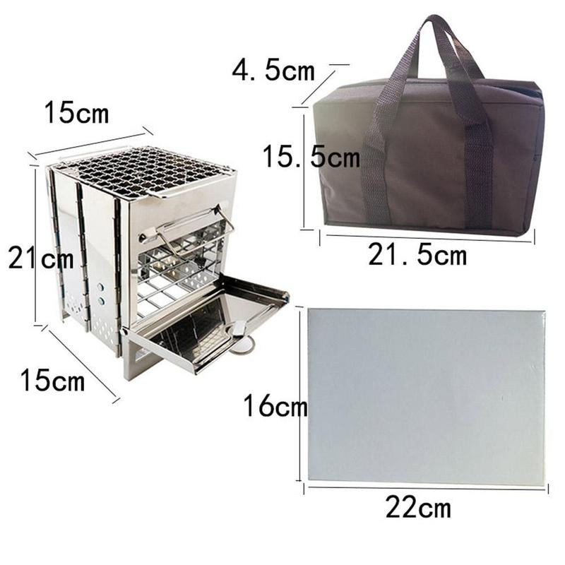 Kleiner faltbarer Campinggrill aus Edelstahl – ideal für 1–2 Personen - ExploreZone