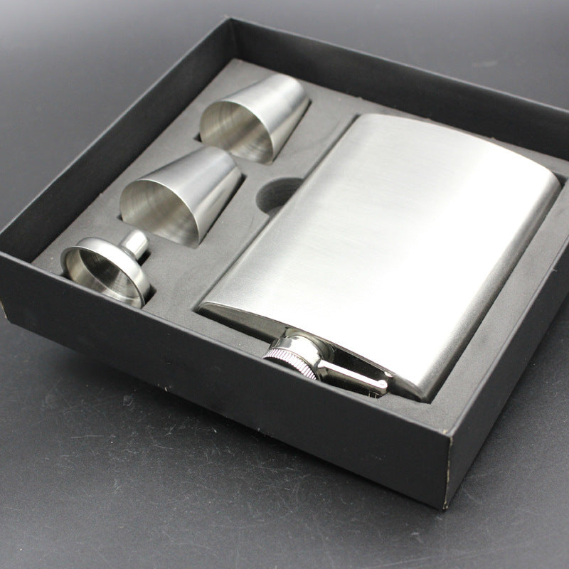 Edelstahl Flachmann-Set mit Bechern & Trichter – Geschenkbox - ExploreZone
