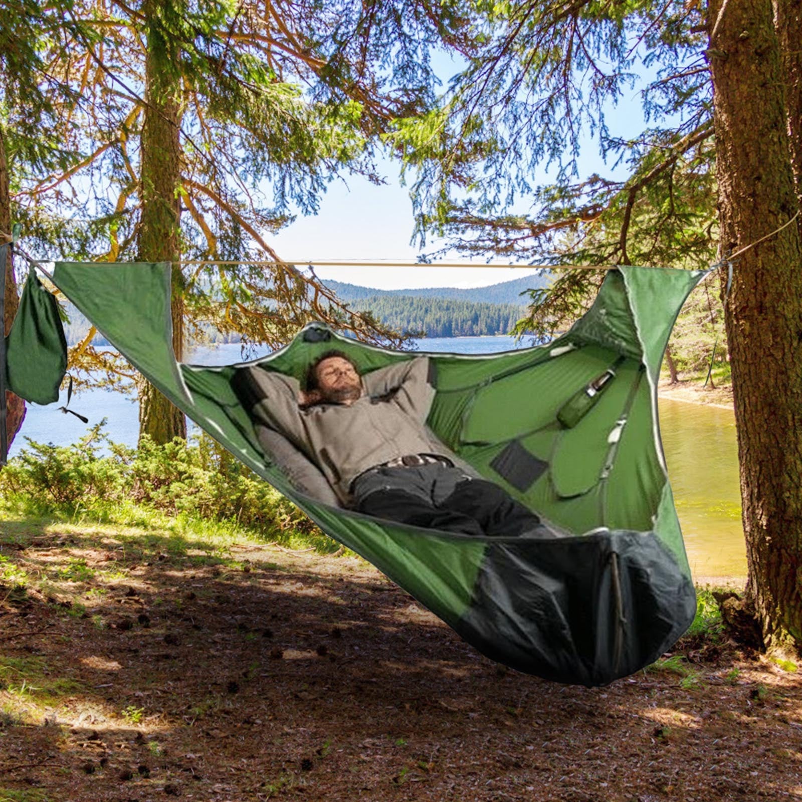 Flat Lay Hängematte mit Aufhängeset – Ultrabequem & kompakt fürs Camping - ExploreZone