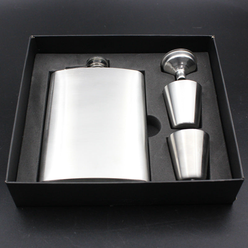 Edelstahl Flachmann-Set mit Bechern & Trichter – Geschenkbox - ExploreZone