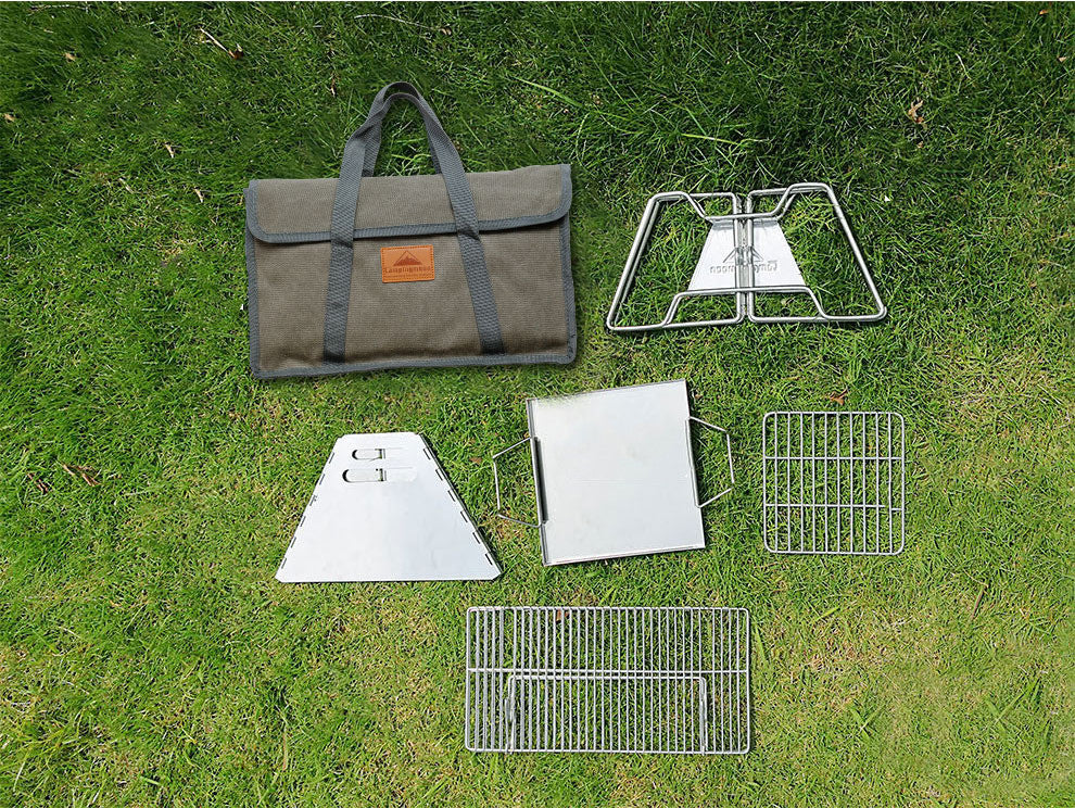 Campingmoon Edelstahl-Grill – Faltbarer Grill für 2–3 Personen (35x34 cm) - ExploreZone