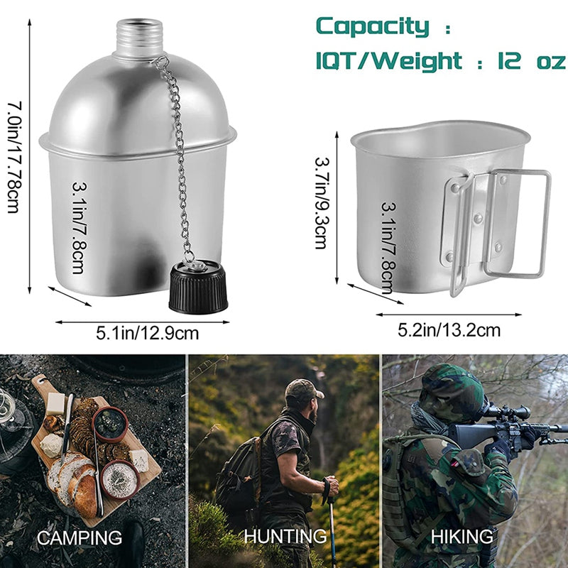 Outdoor Feldflaschen-Set – Wasserflasche mit Tasse & Hülle - ExploreZone