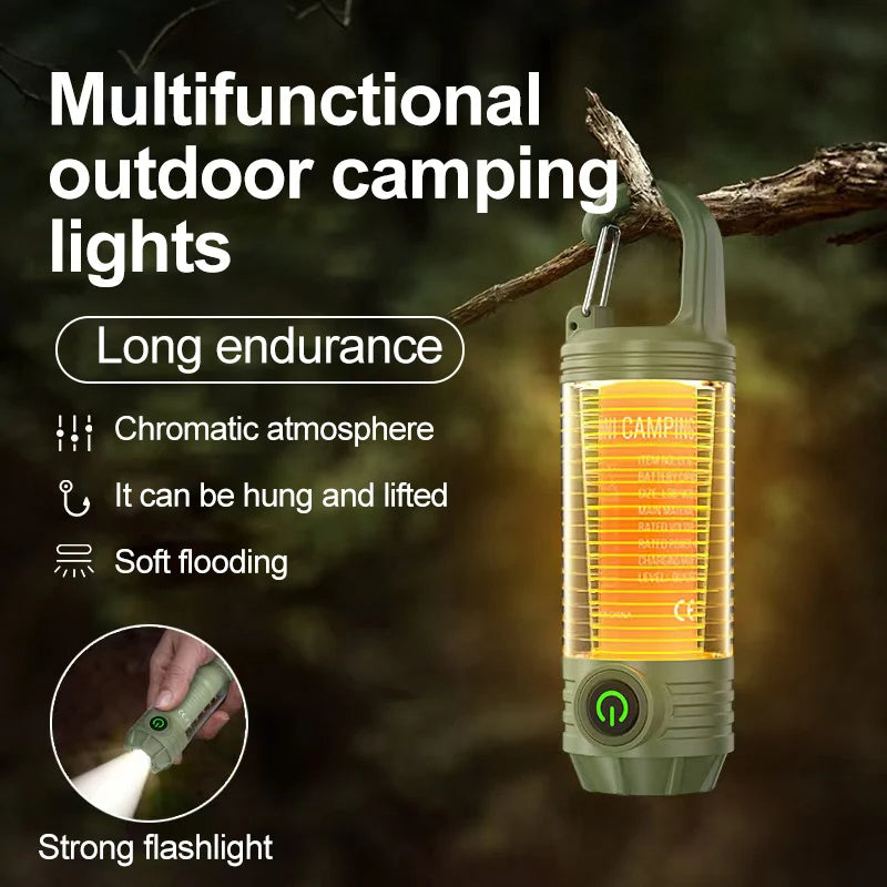 Kompakte Campinglampe mit Nachtlicht & Signallicht – USB-C, wiederaufladbar - ExploreZone