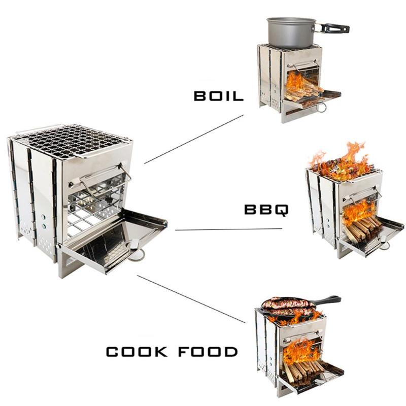 Faltbarer Edelstahl Holz Grill