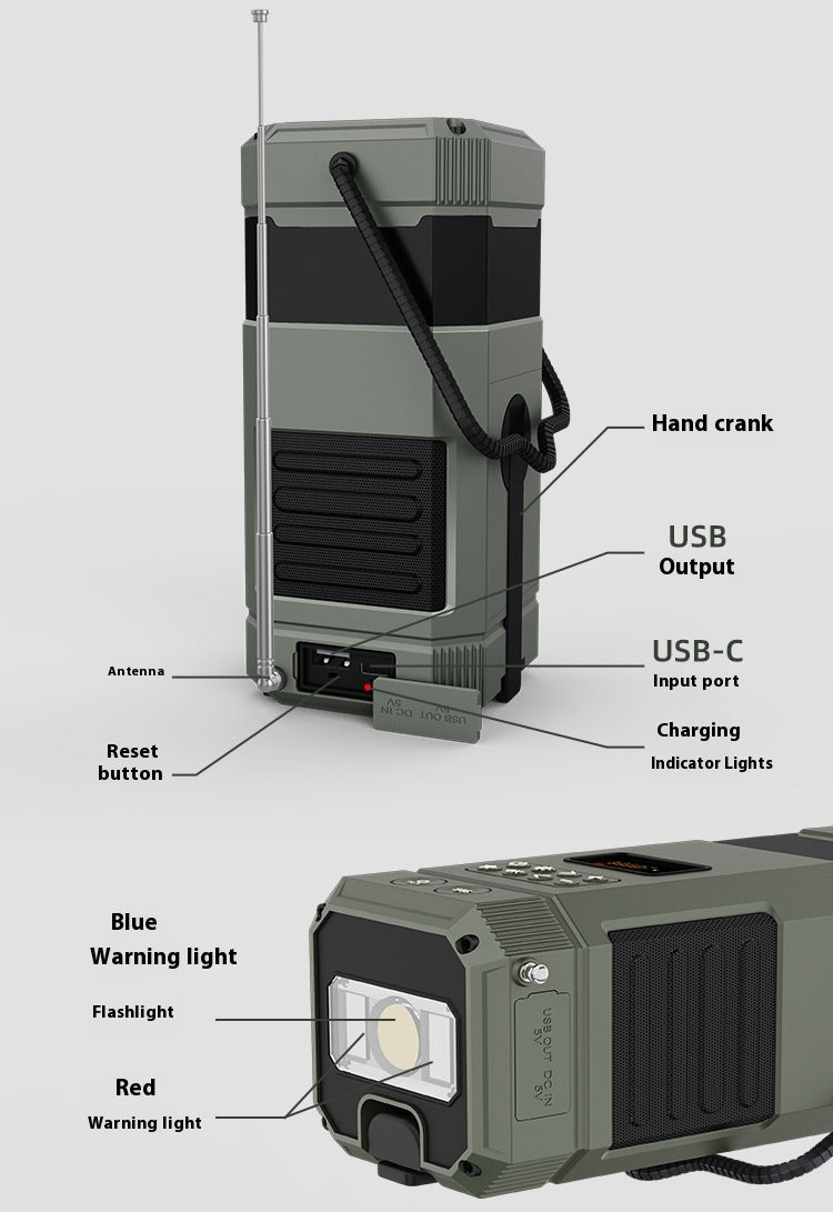 Tragbares Notfallradio mit Powerbank, Licht & Bluetooth - ExploreZone