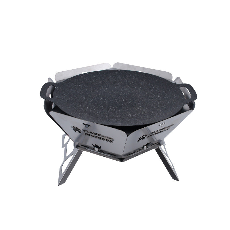 Faltbarer Feuerschale – Outdoor-Setup für Pfanne & Platte (45 cm) - ExploreZone