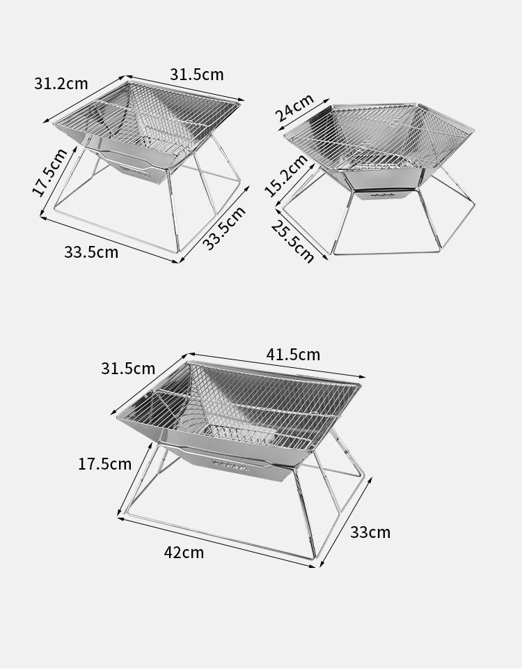 Klappbarer Grill aus Edelstahl in 3 verschiedenen Größen