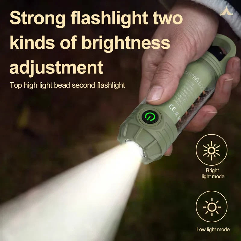 Kompakte Campinglampe mit Nachtlicht & Signallicht – USB-C, wiederaufladbar - ExploreZone